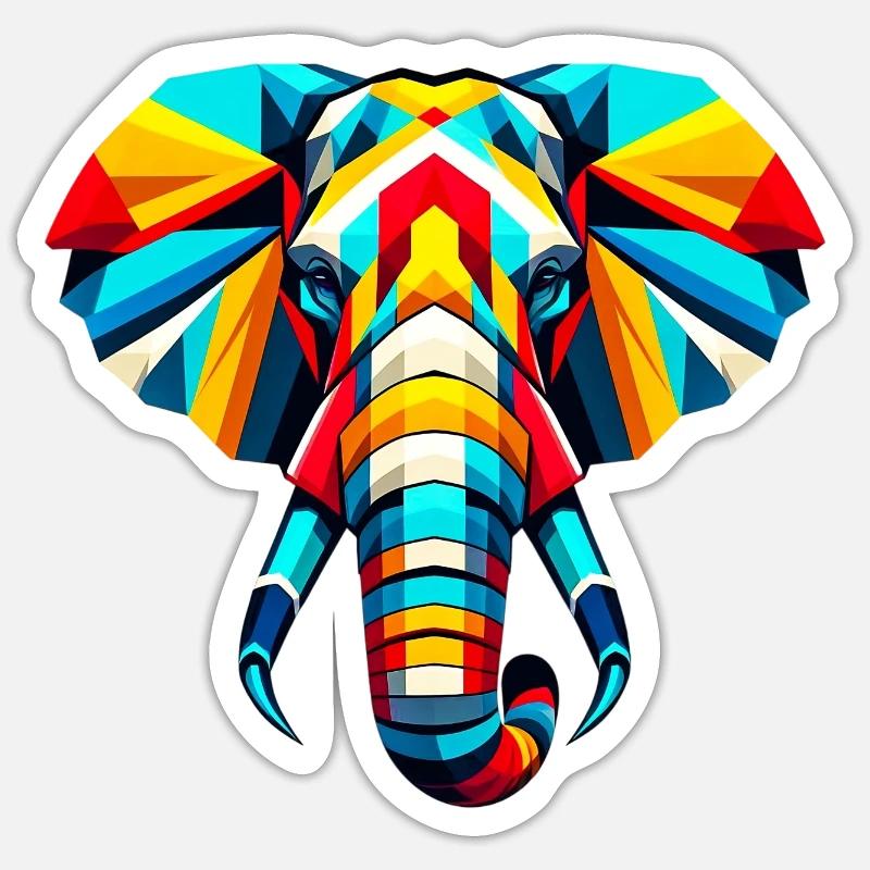 Elefant Pop Art - Sticker Größe S (10 x 10 cm) - Mattweiß