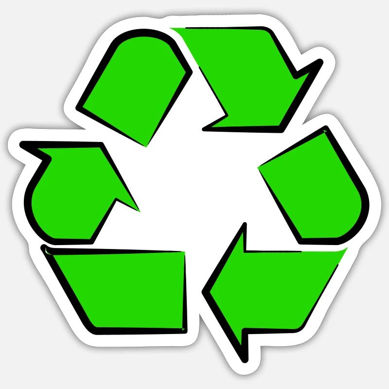 Icône du recyclage néon - Sticker taille S (10 x 10 cm) - blanc mat