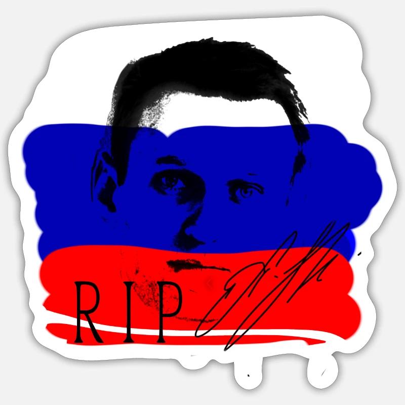 Navalny,héros, Russie, déchirure, drapeau - Sticker taille S (10 x 10 cm) - blanc mat