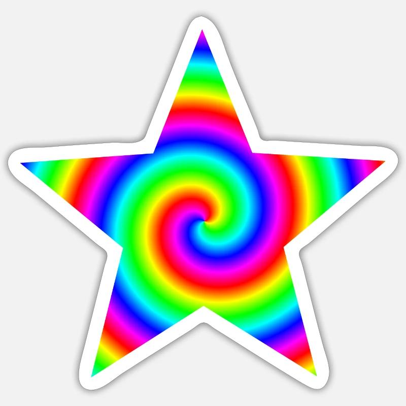 Stern Regenbogen Spirale Geschenkidee bunt - Sticker Größe S (10 x 10 cm) - Mattweiß