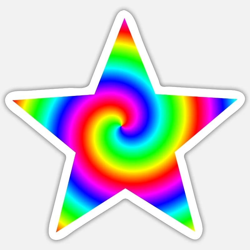 Regenbogen Candy Stern - Sticker Größe S (10 x 10 cm) - Mattweiß