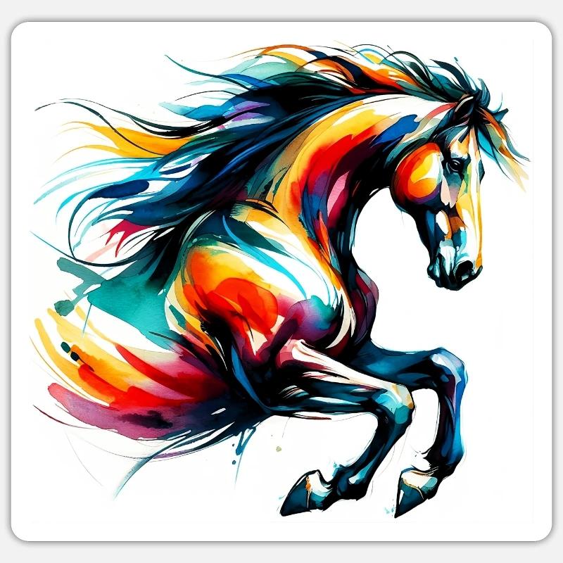 Cheval - Sticker taille S (10 x 10 cm) - blanc mat