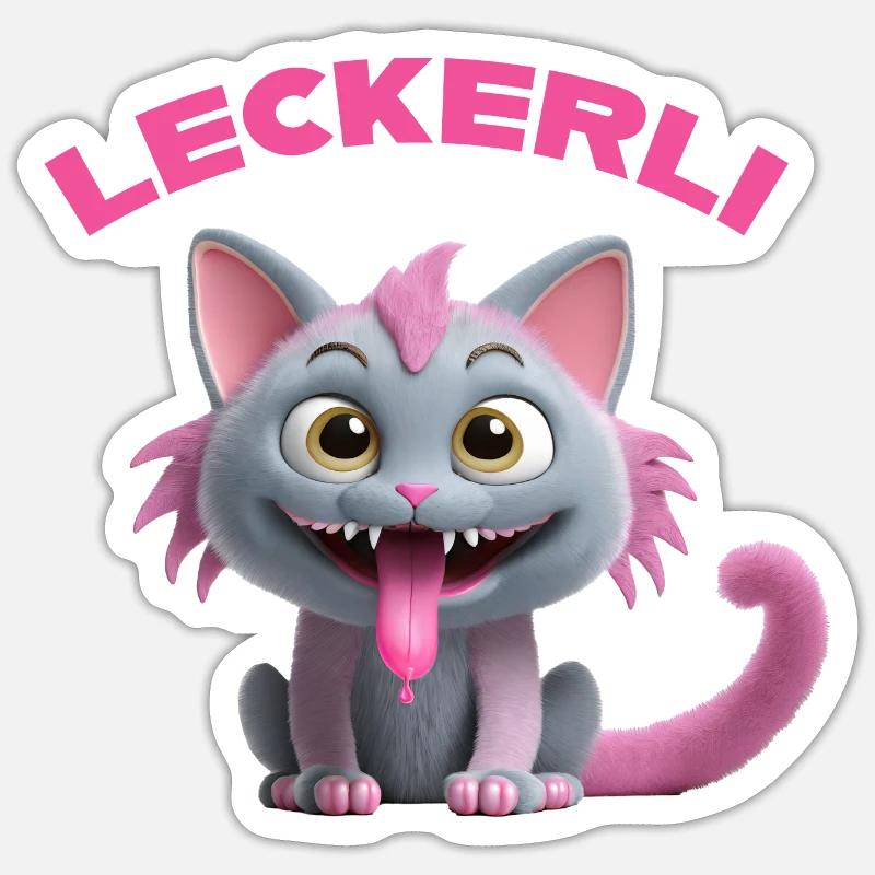 Traiter le monstre chat - Sticker taille S (10 x 10 cm) - blanc mat