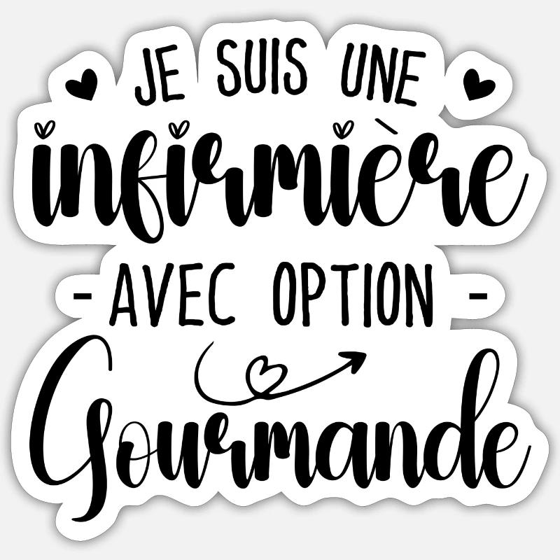 Infirmière Avec Option Gourmande - Sticker taille S (10 x 10 cm) - blanc mat