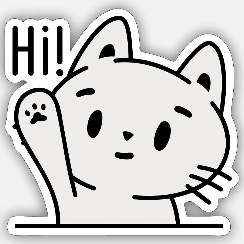 Katze Hi Sticker Größe S (10 x 10 cm)