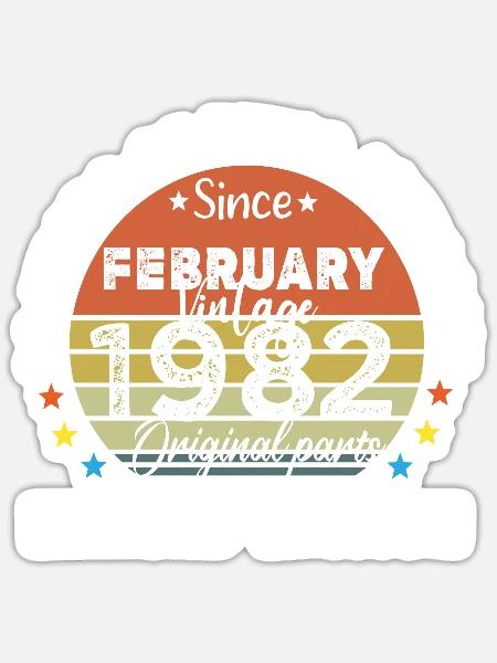 42 Jahre alt Baujahr 1982 Jahrgang Februar 1982 - Sticker Größe S (10 x 10 cm) - Mattweiß