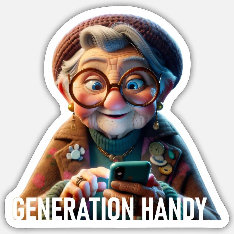 Génération Téléphone mobile - Sticker taille S (10 x 10 cm) - blanc mat