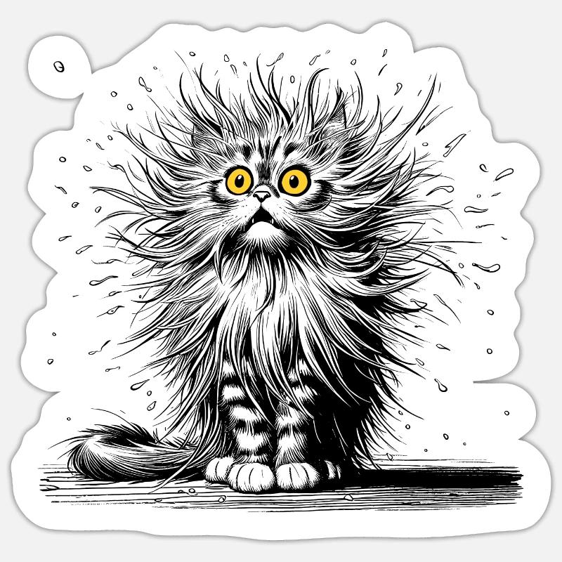 chat drôle Sticker taille S (10 x 10 cm)