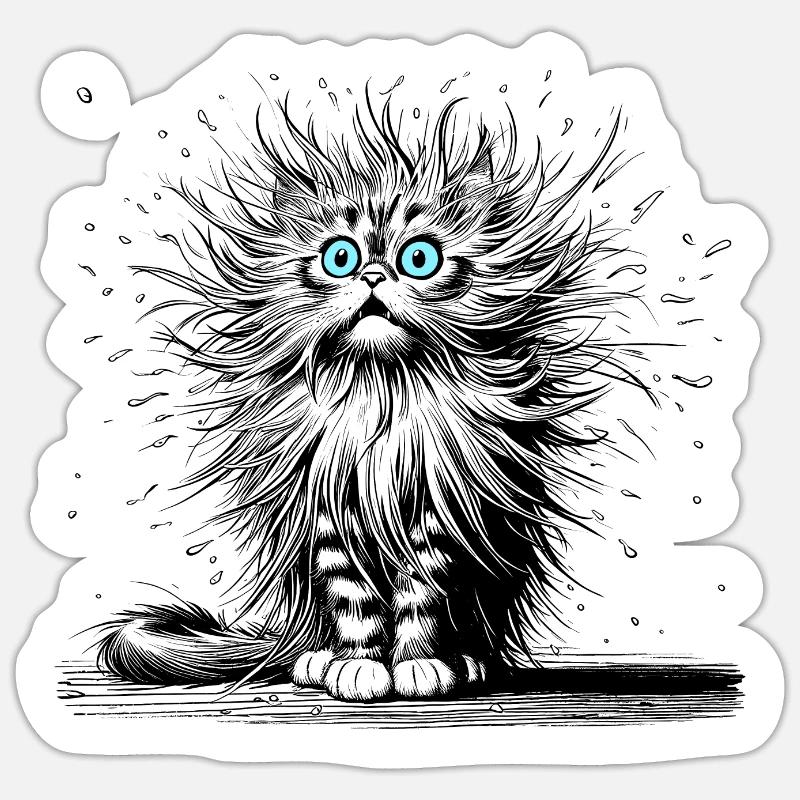 Katze witzig - Sticker Größe S (10 x 10 cm) - Mattweiß