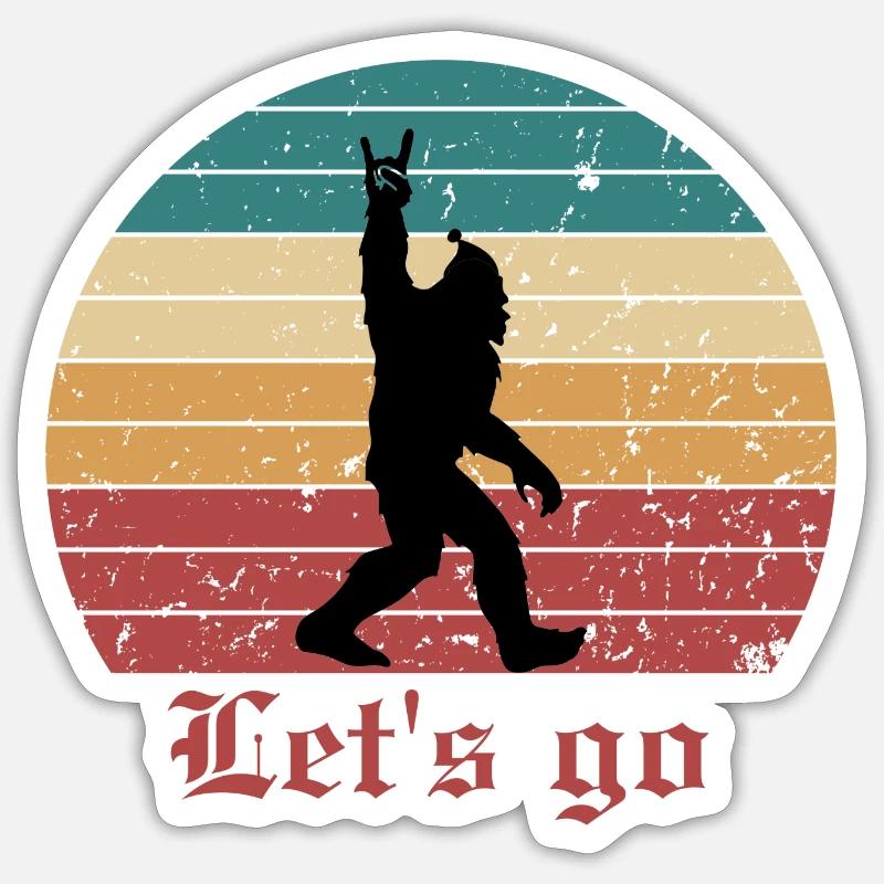 Hello Let s go retro ,Black gorilla Sticker size S (10 x 10 cm)