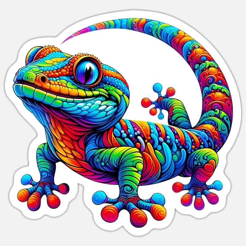 Gecko - Sticker taille S (10 x 10 cm) - blanc mat