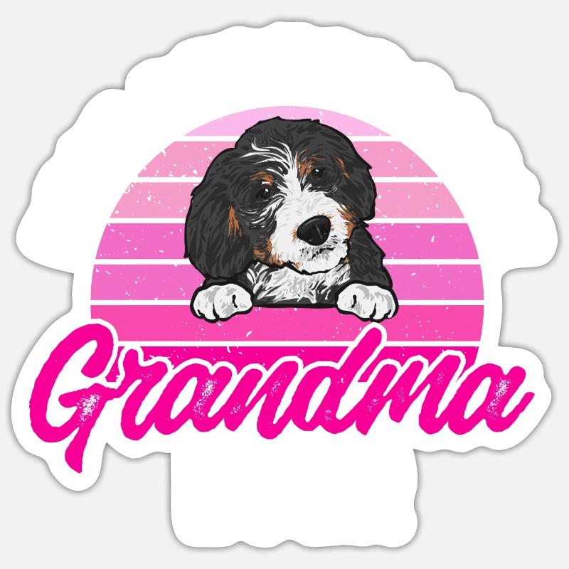 Chien Bernedoodle - Sticker taille S (10 x 10 cm) - blanc mat
