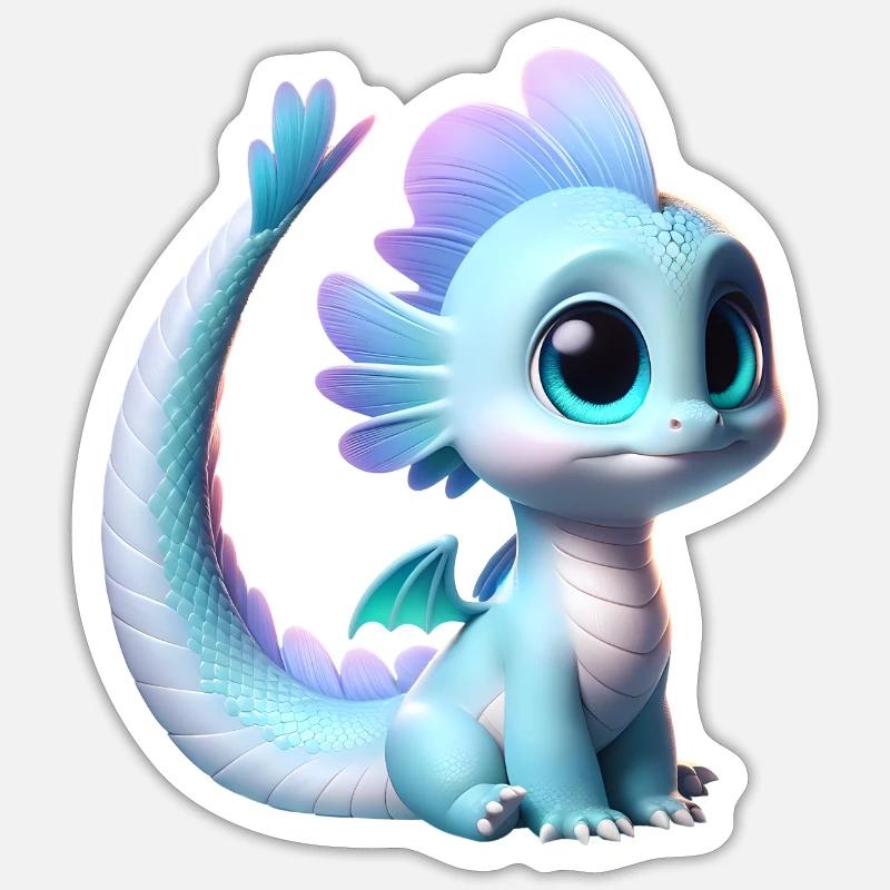 Neugieriger Baby-Drache Sticker Größe S (10 x 10 cm)