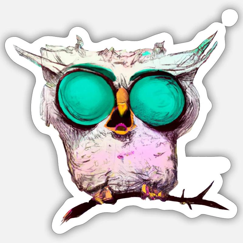 Owl_ 02 - Sticker taille S (10 x 10 cm) - blanc mat