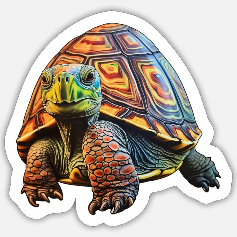 Schildkröte psychedelisch - Sticker Größe S (10 x 10 cm) - Mattweiß