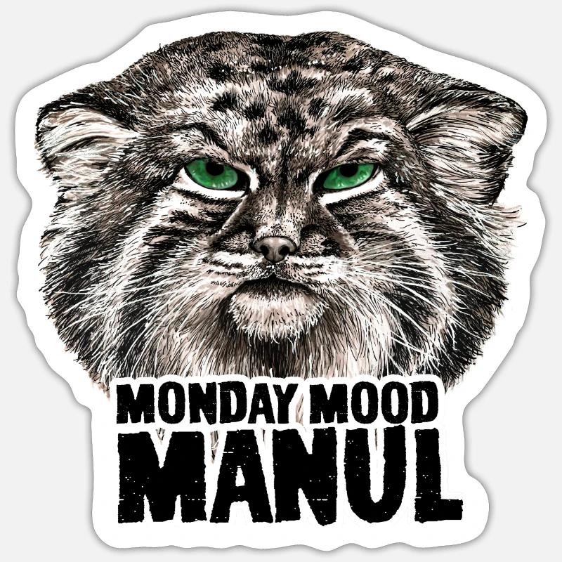 Manul schwarz - Sticker Größe S (10 x 10 cm) - Mattweiß
