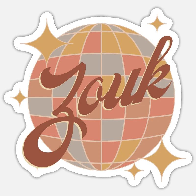 Zouk Dance Zouk Dancer Retro Vintage Sticker taille S (10 x 10 cm)