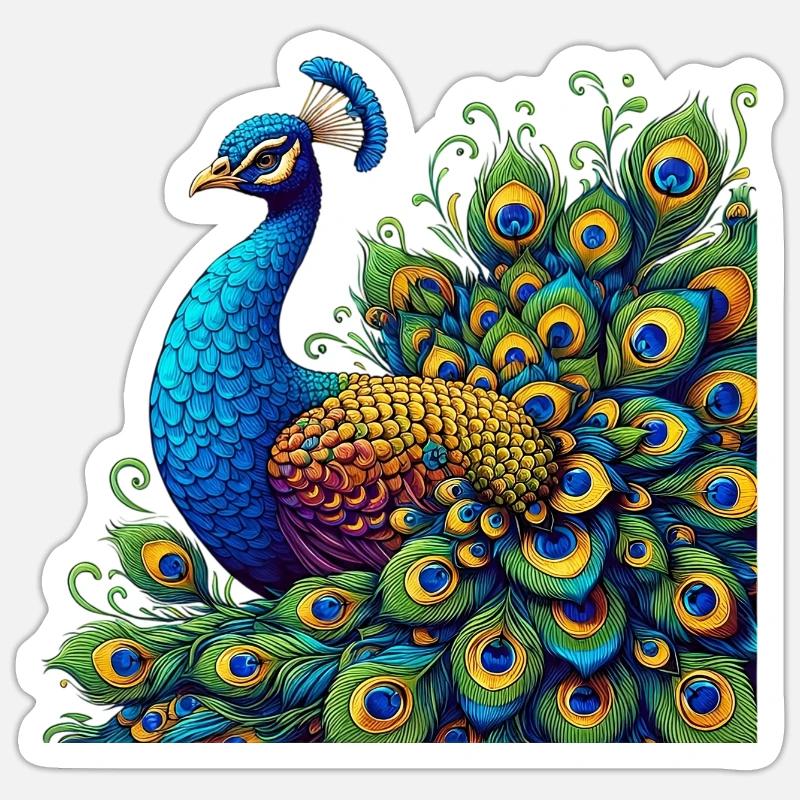 Peacock - Sticker size S (10 x 10 cm) - white matte