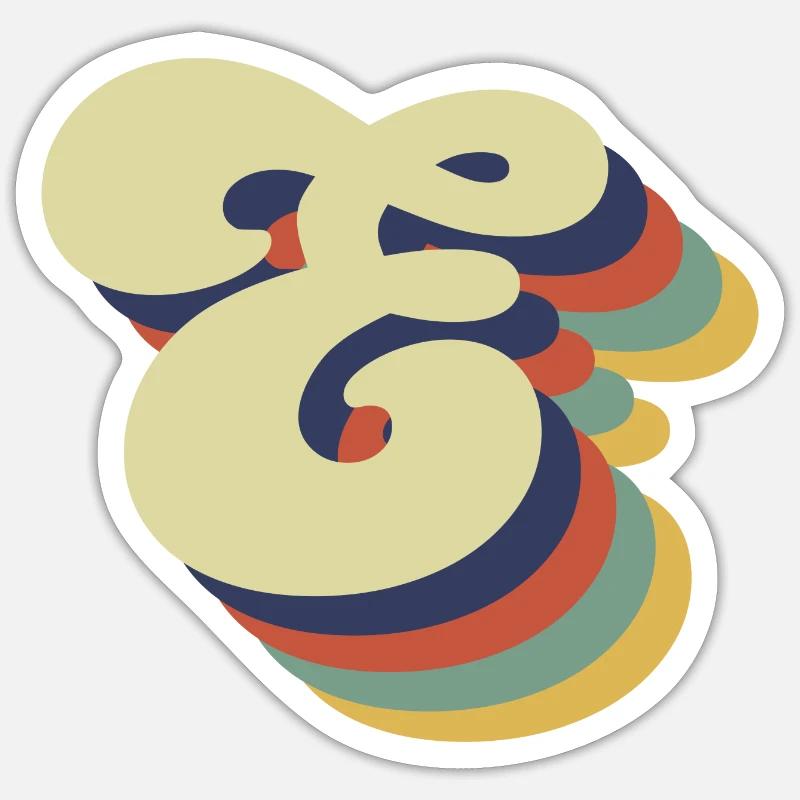 Lettre e rétro Sticker taille S (10 x 10 cm)