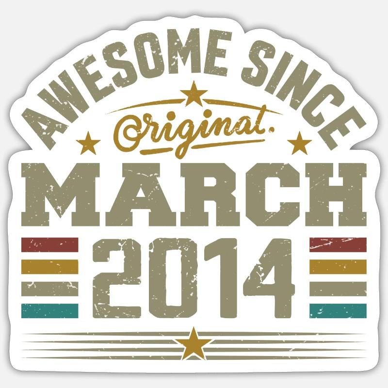 März 2014 Geburtstag Vintage Geschenkidee 2014 Sticker Größe S (10 x 10 cm)