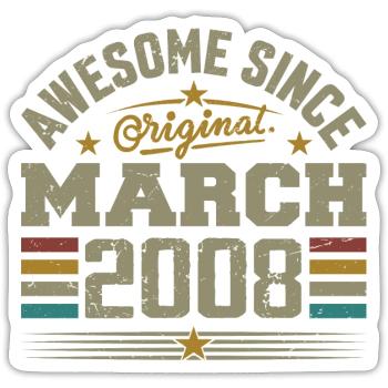 March 2008 Birthday Vintage Gift Idea 2008 - Sticker size S (10 x 10 cm) - white matte - Front