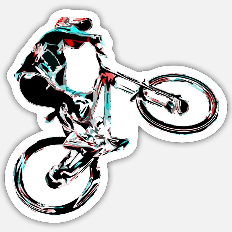 vtt descente - Sticker taille S (10 x 10 cm) - blanc mat