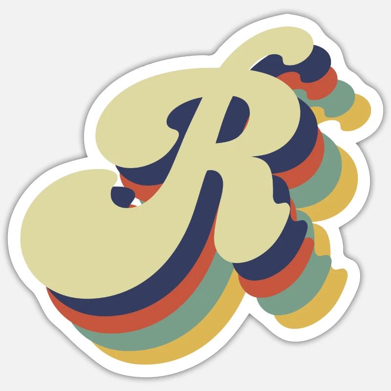 Retro Letter R - Sticker size S (10 x 10 cm) - white matte