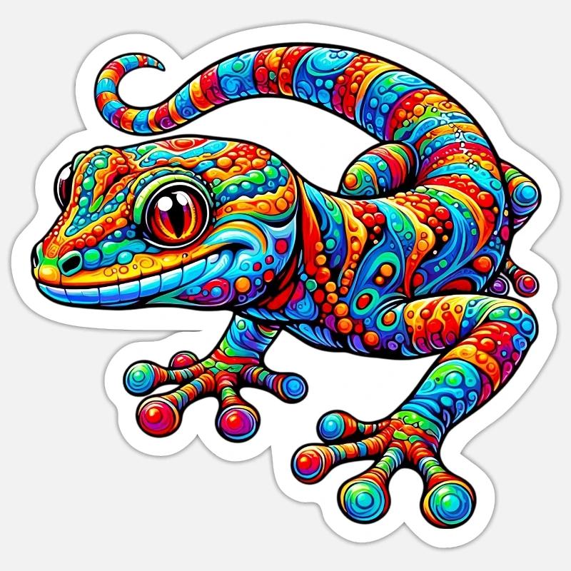 Gecko - Sticker taille S (10 x 10 cm) - blanc mat