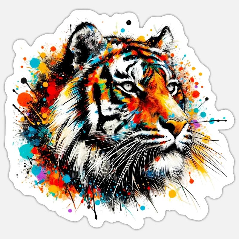 Tiger - Sticker Größe S (10 x 10 cm) - Mattweiß