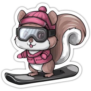 Cool Squirrel Snowboarder Winter Sports - Sticker size S (10 x 10 cm) - white matte - Front