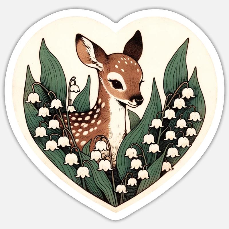 Maiglöckchen-Rehkitz Sticker Größe S (10 x 10 cm)