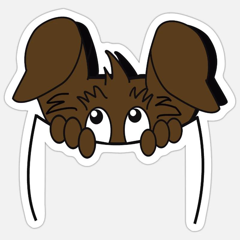 Chien mignon dans une poche, so cute ! - Sticker taille S (10 x 10 cm) - blanc mat