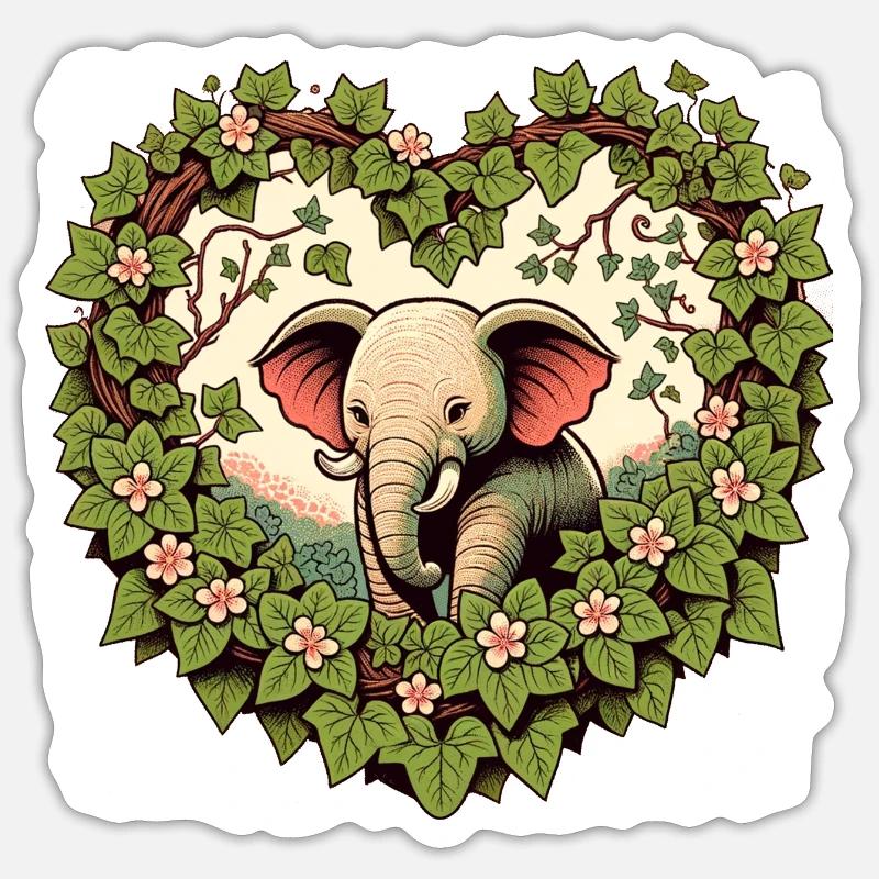 Éléphant - Sticker taille S (10 x 10 cm) - blanc mat