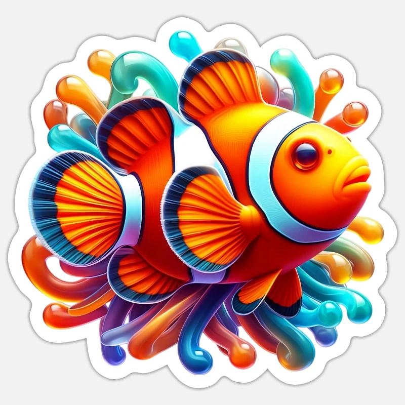 Clownfisch - Sticker Größe S (10 x 10 cm) - Mattweiß