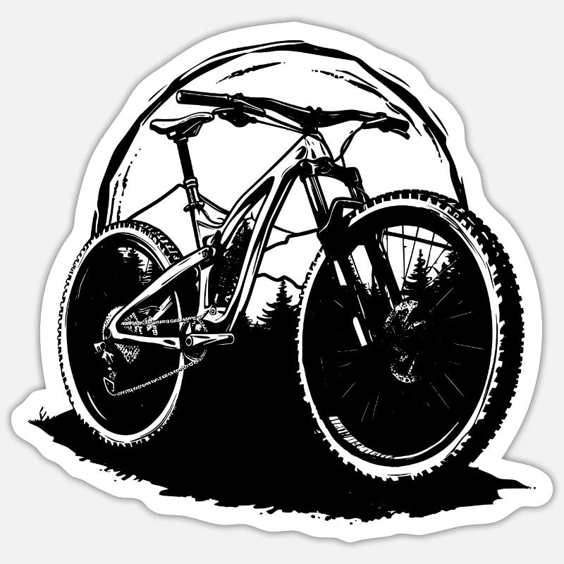 Dessin VTT - Sticker taille S (10 x 10 cm) - blanc mat