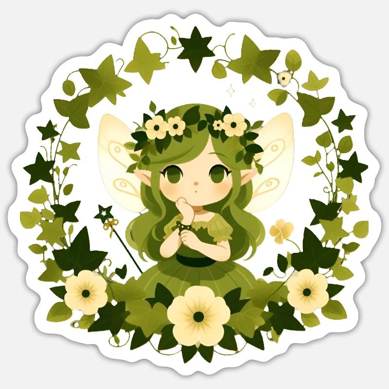 Grüne Fee - Sticker Größe S (10 x 10 cm) - Mattweiß