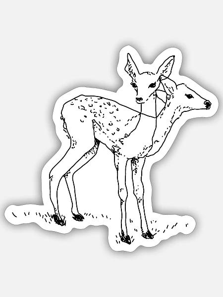 Biche mutante - Sticker taille S (10 x 10 cm) - blanc mat