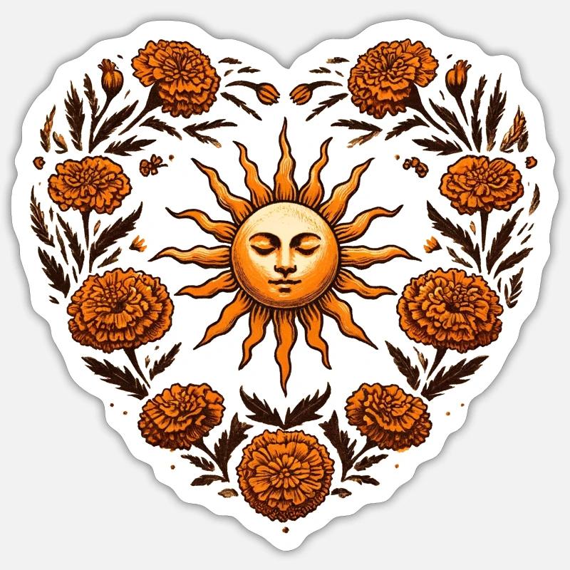 Soleil rétro - Sticker taille S (10 x 10 cm) - blanc mat