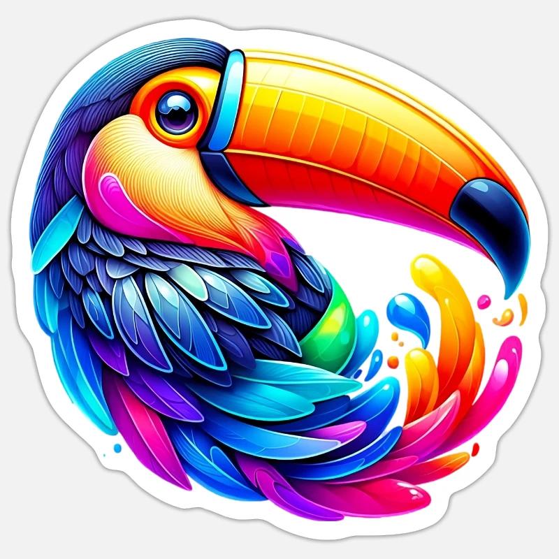Toucan - Sticker taille S (10 x 10 cm) - blanc mat