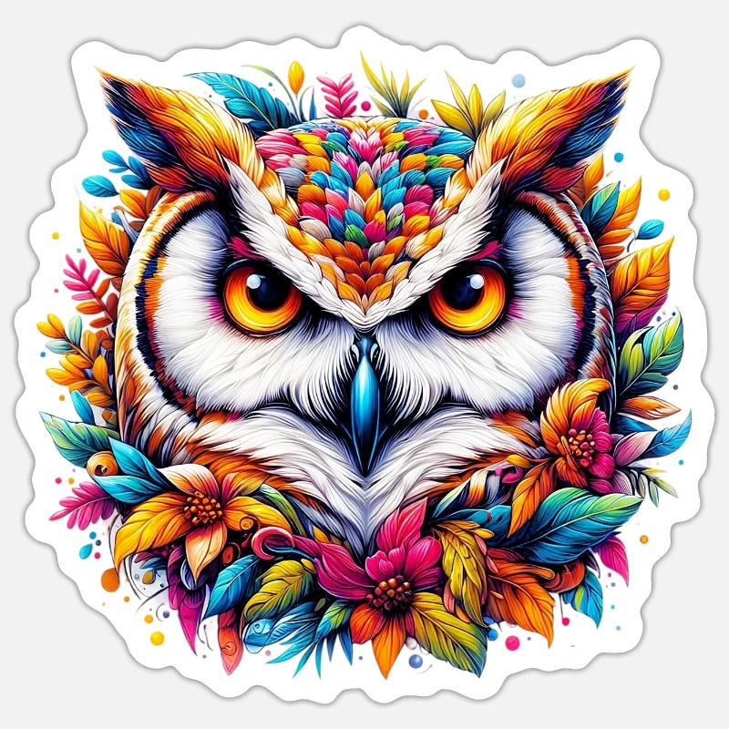 Eule - Sticker Größe S (10 x 10 cm) - Mattweiß