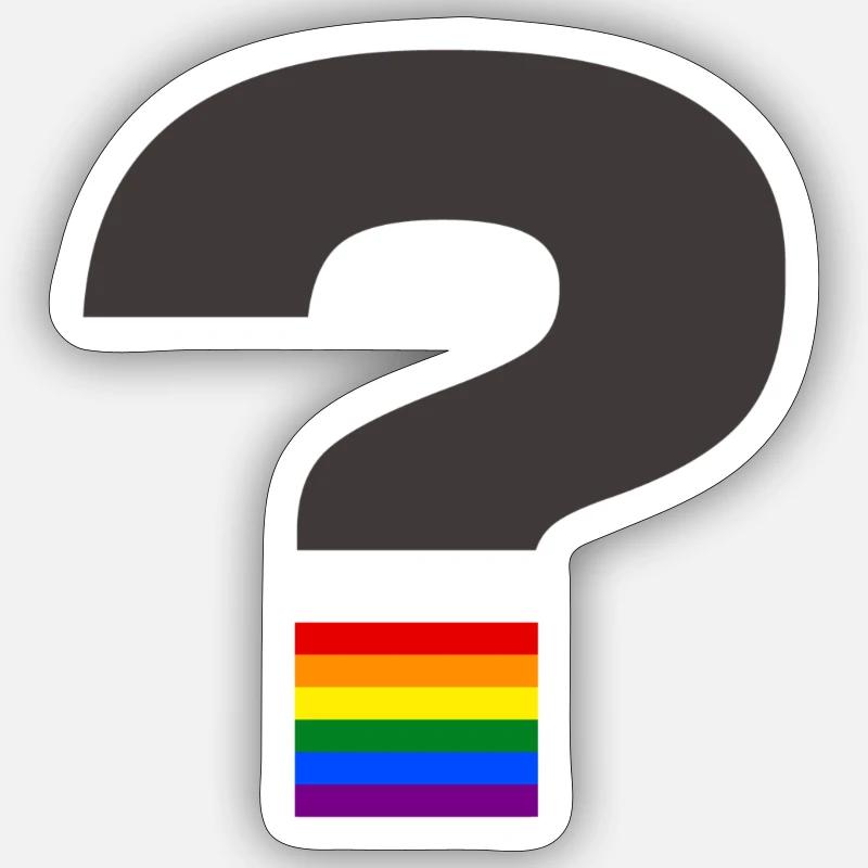Pride-Fragezeichen-Grafik - Sticker Größe S (10 x 10 cm) - Mattweiß