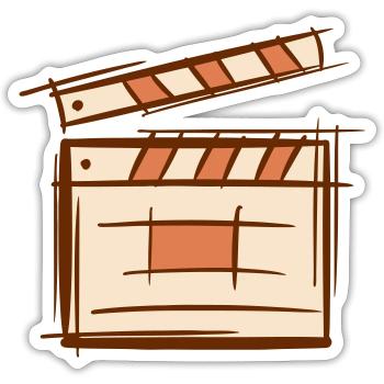 Clapperboard. Director. Film producer. Filmmaker. - Sticker size S (10 x 10 cm) - white matte - Front