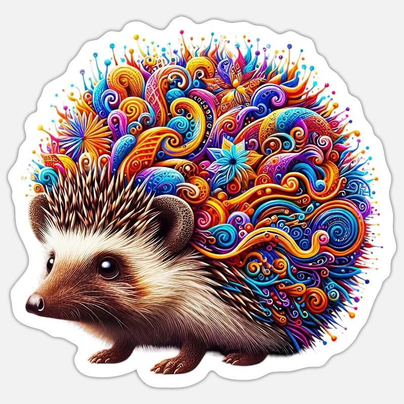 Hérisson - Sticker taille S (10 x 10 cm) - blanc mat