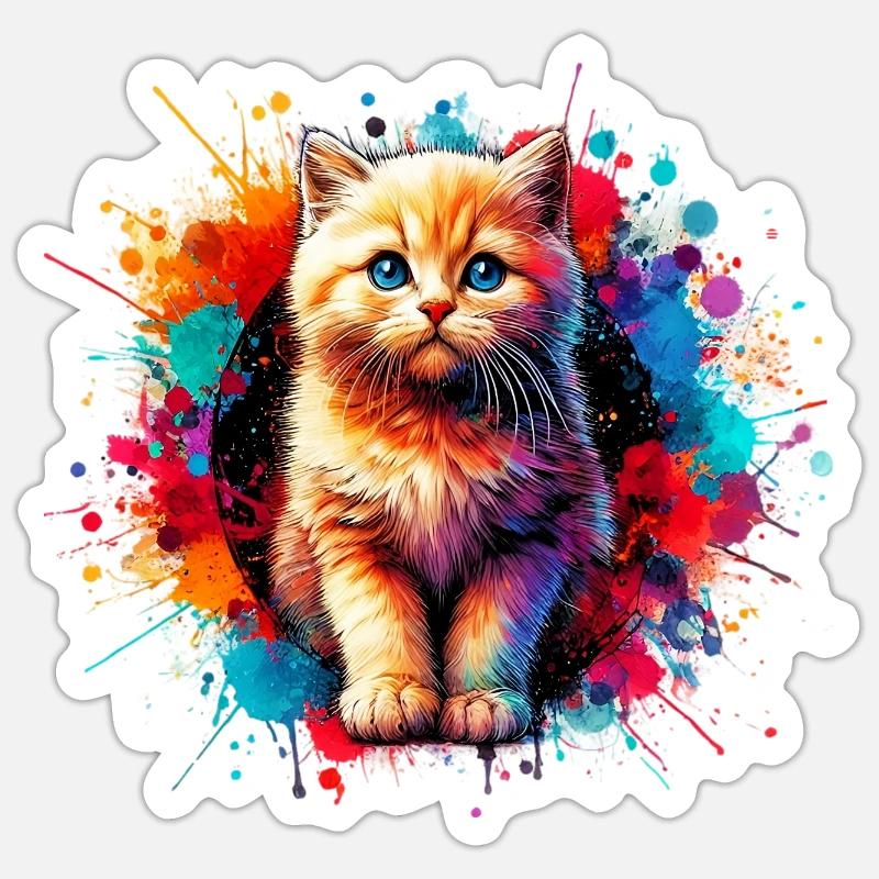 Katze - Sticker Größe S (10 x 10 cm) - Mattweiß