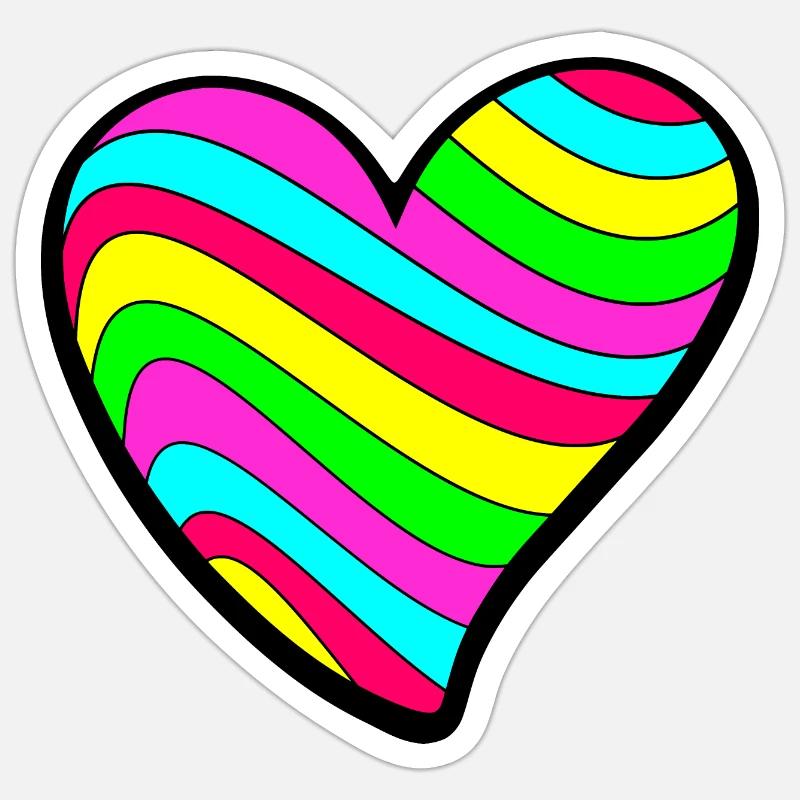 Psychedelic Love Heart - Sticker size S (10 x 10 cm) - white matte