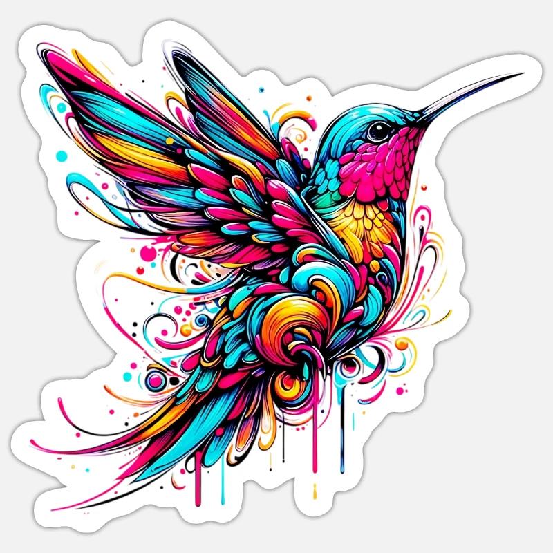 Kolibri - Sticker Größe S (10 x 10 cm) - Mattweiß