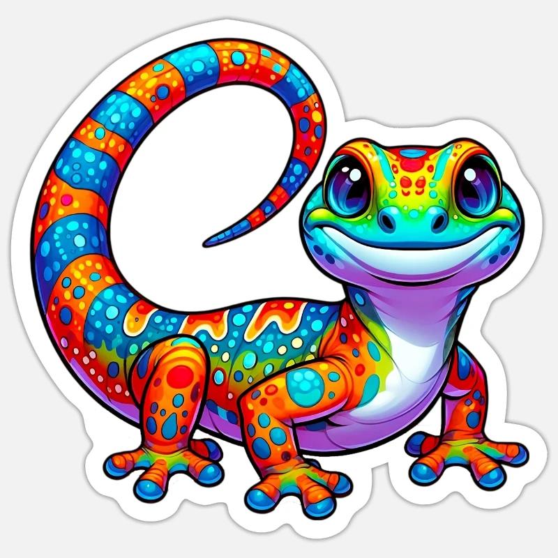 Gecko - Sticker taille S (10 x 10 cm) - blanc mat
