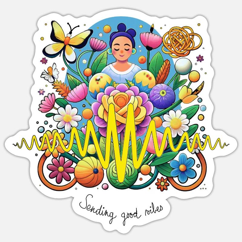 Bonnes vibrations - Sticker taille S (10 x 10 cm) - blanc mat