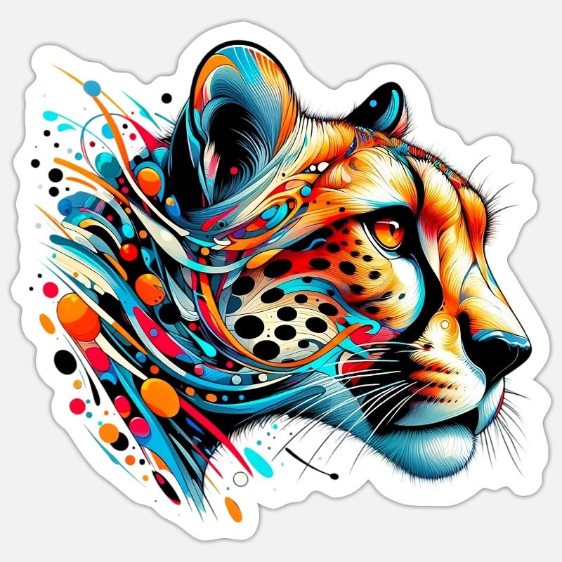 Gepard - Sticker Größe S (10 x 10 cm) - Mattweiß
