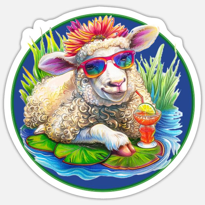 Happy Sheep - Sticker size S (10 x 10 cm) - white matte